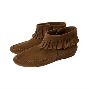 Decree Leather Moccasins with Fringe Size 7